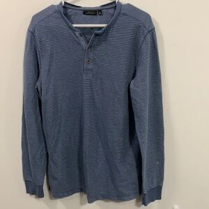 Men’s Marc Anthony Sz Medium gray/blue Soft Henley long sleeve casual shirt